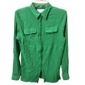 Croft & Barrow Button Down Blouse - Green - Medium